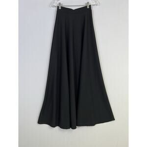 Karen T Designs VTG Black Maxi Skirt A Line Elastic Waist White Sz S USA Made